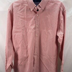 Tommy Hilfiger Mens 16 34/35 Regular Fit Striped Red  Button Down Shirt